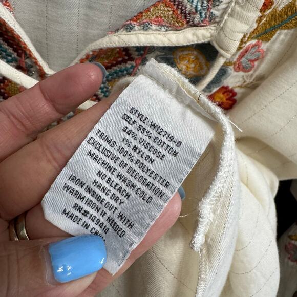 Johnny Was Clansy Peasant Embroidered Blouse Ivory Relax Boho Women's S - Picture 9 of 12
